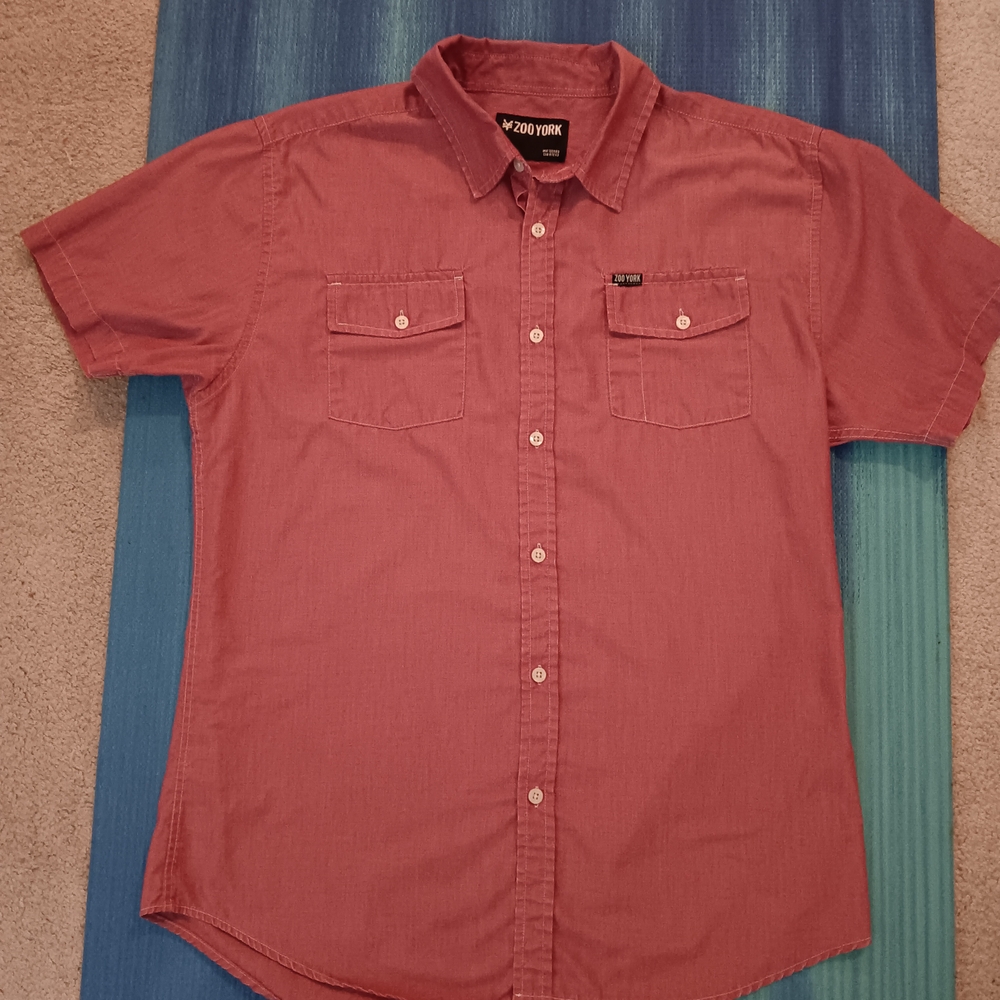 Zoo York Men's Casual Red Button Down Shirt